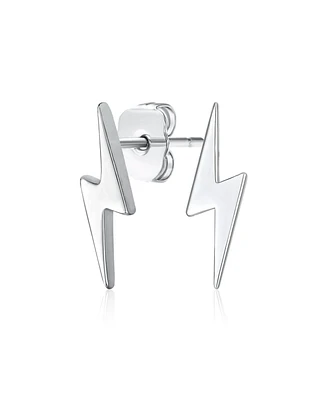 Bling Jewelry Tiny Geometric Lightning Bolt Stud Earrings in Sterling Silver