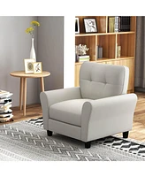 Pcs Upholstered Modern Accent Chair Mid-Century Armchair with Rubber Wood Legs