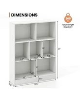 7-Cube Bookcase for Kids 41" Wooden Toy Storage Organizer Freestanding Bookshelf