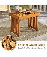 Patio Foldable Side Table with Slatted Tabletop Convenient and Stylish for Backyard and Outdoor Spaces