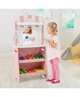 Kids Farmers Market Stand Wooden Playset for Creative Pretend Play