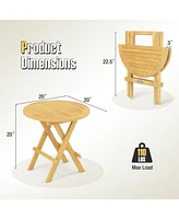 Portable and Compact Outdoor End Table with X-shaped Legs and Slatted Tabletop