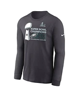 Nike Men's Anthracite Philadelphia Eagles Super Bowl Lix Champions Locker Room Trophy Collection Long Sleeve T-Shirt