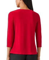 Kasper Women's 3/4 Sleeve Knot Front Jersey Top