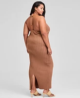 And Now This Trendy Plus V-Neck Sleeveless Sweater Dress, Exclusively at Macy's