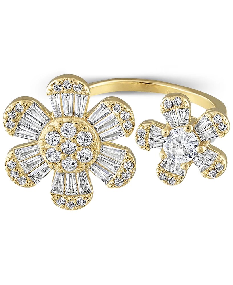 Ben Oni Metal Tone Over Copper Cubic Zirconia Flower Adjustable Ring