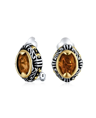 Bling Jewelry Fashion Crystal Oval Bali Style Clip-On Earrings Non-Pierced Ears Multiple Colors