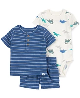 Carter's Baby Boy 3-Pc. Dinosaur Bodysuit, T-Shirt & Shorts Set