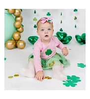 Baby Girl Shamrock Patch St. Patrick's Day Long Sleeve Bodysuit