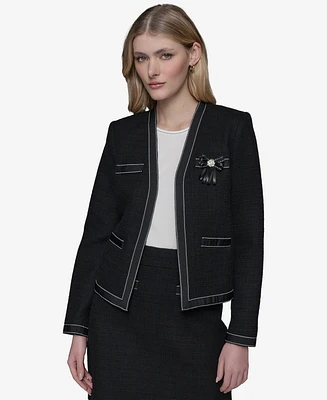 Karl Lagerfeld Paris Women's Cropped Ribbon-Embellished Jacket