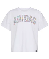 adidas Big Girls Cotton Logo Graphic Short-Sleeve Drop-Shoulder T-Shirt