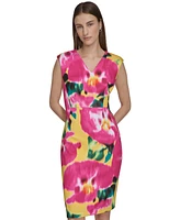 Calvin Klein Women's Floral-Print Scuba Sheath Dress