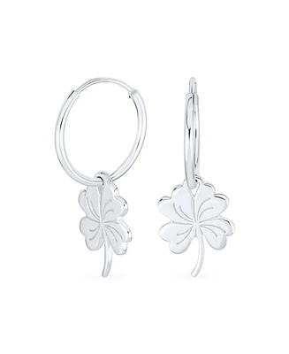 Bling Jewelry Luck of the Irish Shamrock Mini Hoop Huggie Earrings in Sterling Silver