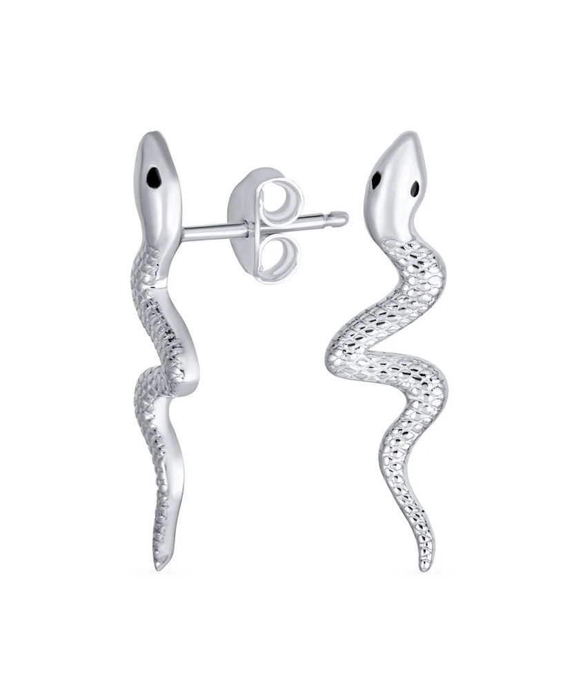 Bling Jewelry Egyptian Serpent Snake Stud Earrings in Sterling Silver for Reptile Lovers