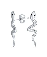 Bling Jewelry Egyptian Serpent Snake Stud Earrings in Sterling Silver for Reptile Lovers