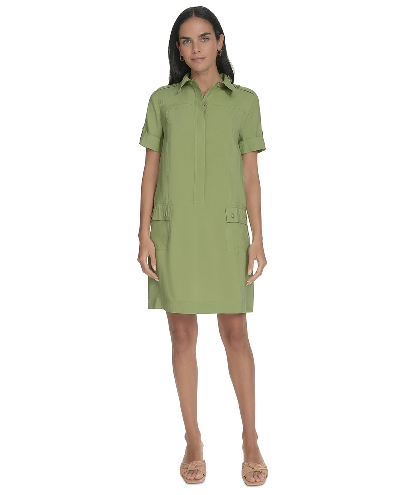 Calvin Klein Women's Spread-Collar Sheath Shirtdress