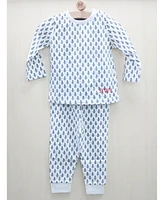 Organic Cotton 2PC Pajama Set, Erawan (Grey & White)