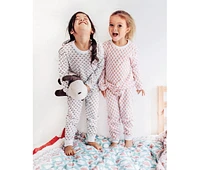 Organic Cotton 2PC Pajama Set, Pink City (Pink & White)