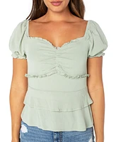 Celebrity Pink Juniors' Tiered Puff-Sleeve Top