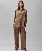Calvin Klein Women's Matte-Satin Button-Down Shirt