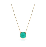 Bling Jewelry Exquisite Teal Blue-Green Faceted Stone Pendant Necklace Gold Plated Silver