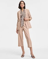 Bar Iii Women's Satin Animal-Print Bow Blouse, Exclusively at Macy's