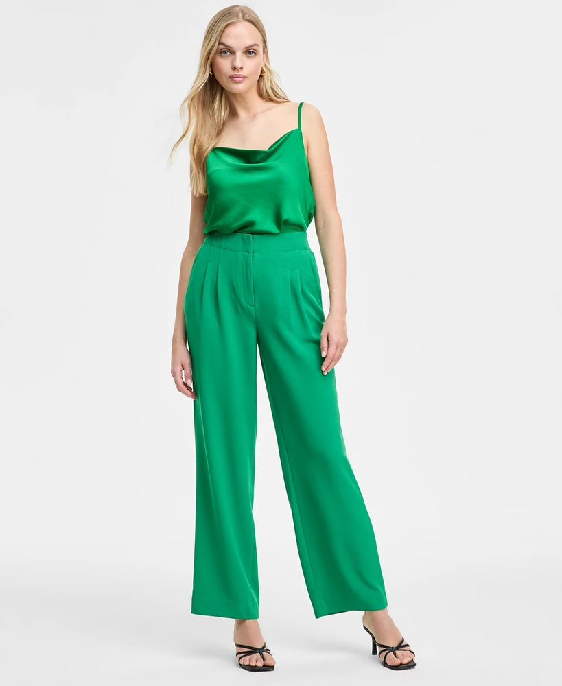 Bar Iii Women's High-Rise Pleated-Front Wide-Leg Pants, Exclusively at Macy's