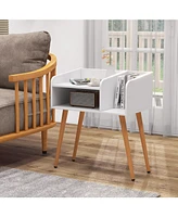 Mid Century Modern Nightstand with Open Shelves