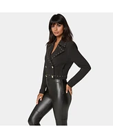 Bebe Women's Woven Twill Studded Double Breast Jacket