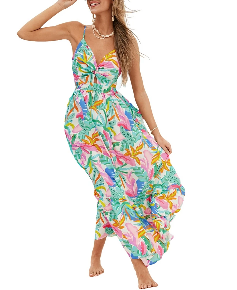 Cupshe Women's Tropical Bay Floral Maxi Beach Dress