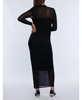 Motherhood Maternity Mesh Turtleneck Maxi Dress