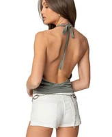 Edikted Womens Arie Cowl Neck Halter Top