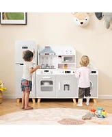 Kids 3-in-1 Kitchen Playset with Refrigerator and Washing Machine Interactive Toy for Toddlers