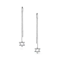 Bling Jewelry Judaic Star Of David Dangle Earrings Sterling Silver Threader