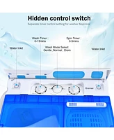 13Lbs Portable Compact Mini Twin Tub Washing Machine with Drain Pump Spinner-Blue