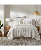 Ihi Home Edgewood Cotton Queen Duvet Cover Set/3, Natural