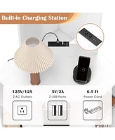 6-Tier Corner Shelf 63" Tall Corner Bookshelf with 2 Usb Ports & Charging Station