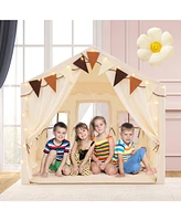 3-4 Kids Large Play Tent House with 2 Opening Doors and Star Lights