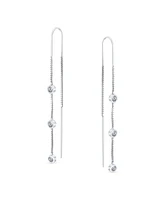 Bling Jewelry Classic Minimalist Dangle Chandelier Earrings with Cz in Sterling Silver Linear Design