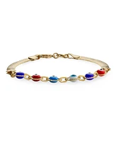 Bling Jewelry Amulet Multi-Color Evil Eye Strand Bracelet with Gold Plated Snake Chain