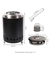 Tabletop Smokeless Fire Pit with Foldable Legs, Storage Bag, and Poker