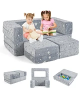 2-Seater Kids Play Couch with Removable & Machine Washable Flannel Cover Comfortable Seating for Toddlers