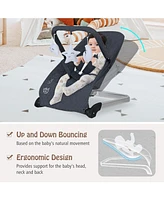 Foldable Baby Bouncer with Removable Fabric Cover and Toy Bar