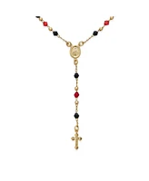 Bling Jewelry Religious Red Black Bead Rosary Necklace with Virgin Mary and Crucifix Cross