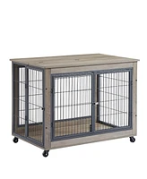 Furniture Style Dog Cage Crate with Double Doors Rustic Brown