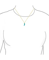 Bling Jewelry Western Turquoise Cornicello Horn Pendant Necklace 14K Gold Plated Silver