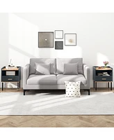 Nightstand Bedside End Table with Drawer and Shelf for Living Room Bedroom-Set of 2