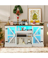 Media Console Table with 3-Level Shelves & 22 Dynamic Led Modes Modern Tv Stand for Living Room