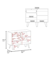 Fm Furniture Red Rock Sideboard with Hairpin Legs, White and Natural Oak Finish