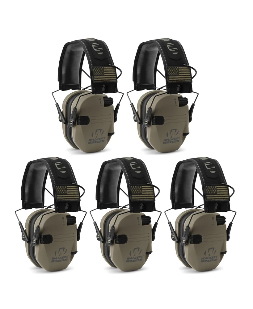 Walker's Razor Slim Electronic Shooting Muffs 5-Pack, Flat Dark Earth Fde